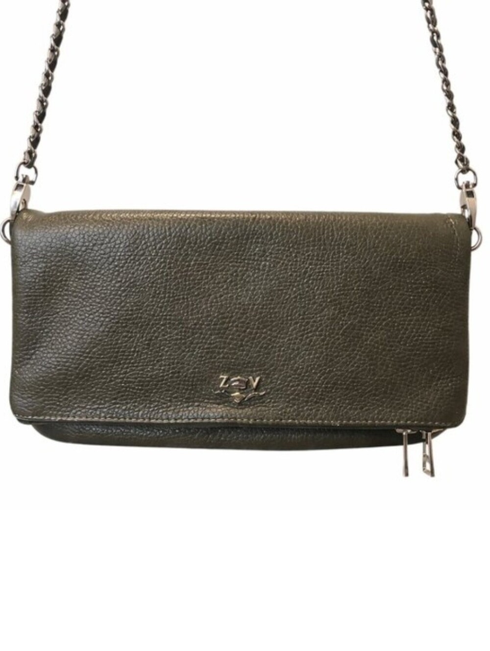 ZADIG & VOLTAIRE | Rocky Olive Green Leather Chain Crossbody Shoulder Bag
